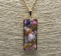 Raw Agate Druzy Quartz Pendant Gold Plated Stainless Steel Chain Necklace