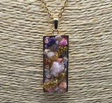 Raw Agate Druzy Quartz Pendant Gold Plated Stainless Steel Chain Necklace