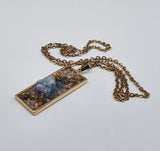 Raw Agate Druzy Quartz Pendant Gold Plated Stainless Steel Chain Necklace