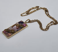Raw Agate Druzy Quartz Pendant Gold Plated Stainless Steel Chain Necklace