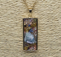 Raw Agate Druzy Quartz Pendant Gold Plated Stainless Steel Chain Necklace