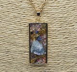 Raw Agate Druzy Quartz Pendant Gold Plated Stainless Steel Chain Necklace