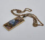 Raw Agate Druzy Quartz Pendant Gold Plated Stainless Steel Chain Necklace