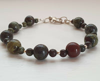 Dragon Bloodstone 925 Sterling Silver Bracelet- Artisan Handmade 7"