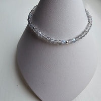 925 Sterling Silver & Fine Labradorite Beads Bracelet with Extender Chain 6.5"