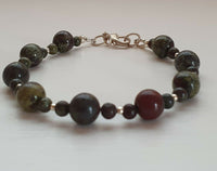 Dragon Bloodstone 925 Sterling Silver Bracelet- Artisan Handmade 7"