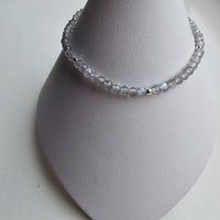 925 Sterling Silver & Fine Labradorite Beads Bracelet with Extender Chain 6.5"