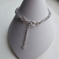 925 Sterling Silver & Fine Labradorite Beads Bracelet with Extender Chain 6.5"
