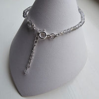 925 Sterling Silver & Fine Labradorite Beads Bracelet with Extender Chain 6.5"