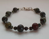 Dragon Bloodstone 925 Sterling Silver Bracelet- Artisan Handmade 7"