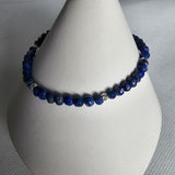 925 Sterling Silver & Lapis Lazuli Faceted Gemstone Beads Bracelet