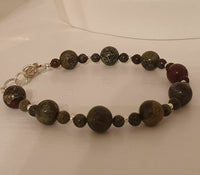 Dragon Bloodstone 925 Sterling Silver Bracelet- Artisan Handmade 7"