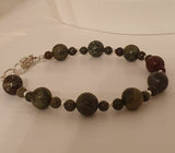 Dragon Bloodstone 925 Sterling Silver Bracelet- Artisan Handmade 7"