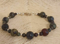 Dragon Bloodstone 925 Sterling Silver Bracelet- Artisan Handmade 7"