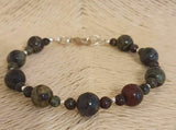 Dragon Bloodstone 925 Sterling Silver Bracelet- Artisan Handmade 7"