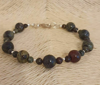 Dragon Bloodstone 925 Sterling Silver Bracelet- Artisan Handmade 7"