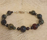 Dragon Bloodstone 925 Sterling Silver Bracelet- Artisan Handmade 7"