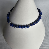 925 Sterling Silver & Lapis Lazuli Faceted Gemstone Beads Bracelet