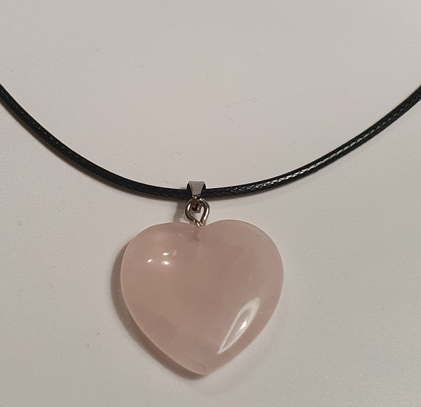 Rose Quartz Heart Gemstone Crystal Healing Yoga Reiki Pendant Necklace