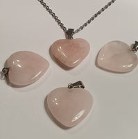 Rose Quartz Heart Gemstone Crystal Healing Yoga Reiki Pendant Necklace