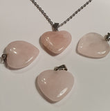 Rose Quartz Heart Gemstone Crystal Healing Yoga Reiki Pendant Necklace