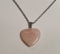 Rose Quartz Heart Gemstone Crystal Healing Yoga Reiki Pendant Necklace