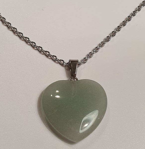 Green Aventurine Heart Gemstone Crystal Healing Yoga Reiki Pendant Necklace