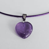 Amethyst crystal heart healing yoga reiki charm stainless steel choker necklace