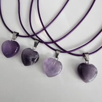 Amethyst crystal heart healing yoga reiki charm stainless steel choker necklace