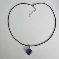 Amethyst crystal heart healing yoga reiki charm stainless steel choker necklace