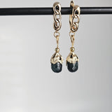Natural Dark Green Emerald Faceted Teardrop 18k Gold Plated Earrings