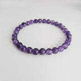 Natural Amethyst Gemstone 6mm Round Beads Stretching Bracelet 7"