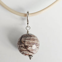 Picture Jasper Faceted Ball 925 Sterling Silver Choker - 17"