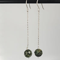 Faceted Green Tourmline 925 Sterling Silver Long Drop Earrings
