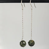 Faceted Green Tourmline 925 Sterling Silver Long Drop Earrings