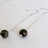 Faceted Green Tourmline 925 Sterling Silver Long Drop Earrings