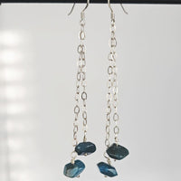 Blue Apatite 925 Sterling Silver Long Earrings