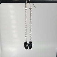 Swarovski Black Scarabeum 925 Sterling Silver Long Earrings