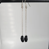 Swarovski Black Scarabeum 925 Sterling Silver Long Earrings