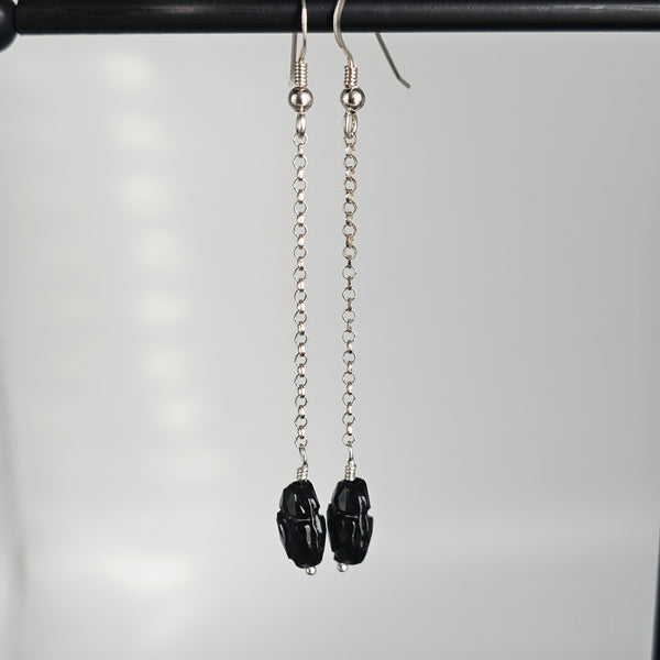 Swarovski Black Scarabeum 925 Sterling Silver Long Earrings