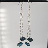 Blue Apatite 925 Sterling Silver Long Earrings