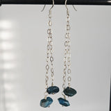Blue Apatite 925 Sterling Silver Long Earrings