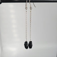 Swarovski Black Scarabeum 925 Sterling Silver Long Earrings