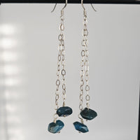 Blue Apatite 925 Sterling Silver Long Earrings
