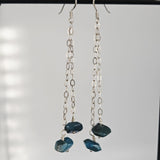 Blue Apatite 925 Sterling Silver Long Earrings