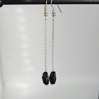 Swarovski Black Scarabeum 925 Sterling Silver Long Earrings