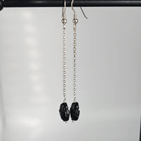 Swarovski Black Scarabeum 925 Sterling Silver Long Earrings