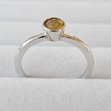 5MM Round Genuine Opal 925 Sterling Silver Solitair Ring