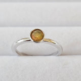 5MM Round Genuine Opal 925 Sterling Silver Solitair Ring