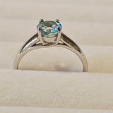 1.56ct. Genuine Round Shape Blue Topaz 925 Sterling Silver Solitaire Ring-Sz 10